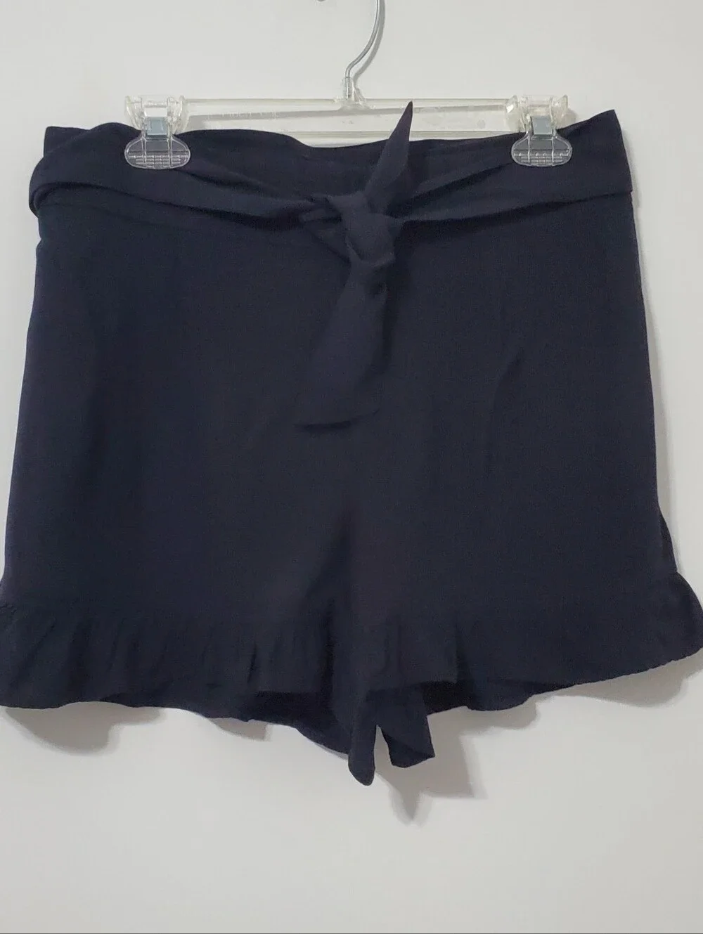 Free People Black Ruffle Tie Waist Pull On Shorts Small